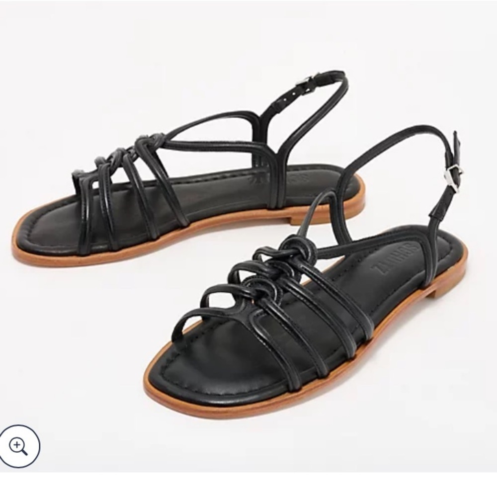 Schutz black leather caged adjustable sandals size 6B